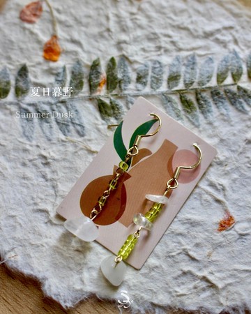 夏日暮野・手工白水晶耳環・生日/畢業/情人節/聖誕交換禮物