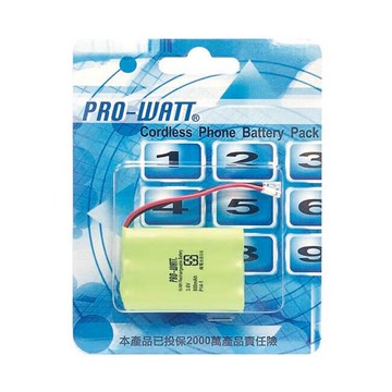 pro-watt  p14-1 萬用接頭 無線電話電池3.6v 800mah (尺寸: aaa*3)