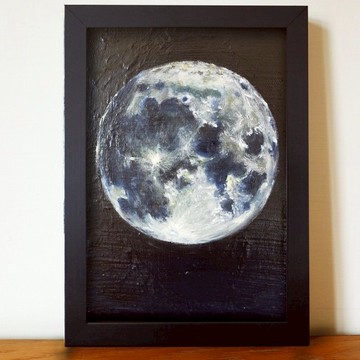 月球 油畫 F 1號 含框尺寸約26*19cm