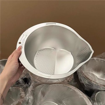 百暢·304不銹鋼瀝水籃淘米神器洗米篩家用廚房洗水果蔬菜專用盆