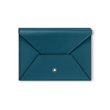 【MontBlanc 萬寶龍】SOFT系列 信封造型護照夾-湖水藍綠色
