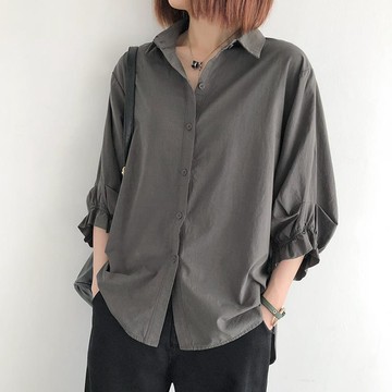 韓版燈籠袖修身襯衫(KDT-7309)