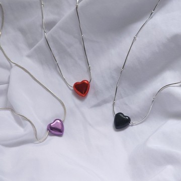 銀飾925純銀愛心項鍊 HN 401