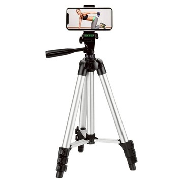 AHOYE 伸縮手機自拍三腳架 35~110cm  黑色 + 銀色  1個  單一商品