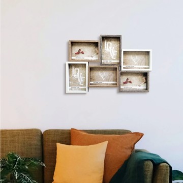 立體木紋撞色相框  白咖色  6件  約46X31 CM