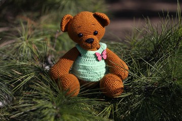 鉤針熊 10,2 英寸，鉤針熊毛絨玩具，熊玩具，針織熊，可愛 p