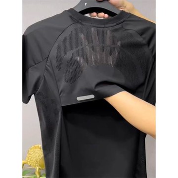 (免運)高端短袖T恤男士夏季新款透氣網孔速干牛奶絲體恤寬松高彈力上衣