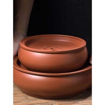 潮州朱泥茶盤圓形手工功夫茶具套裝家用蓄水10寸大號茶海紫砂茶船