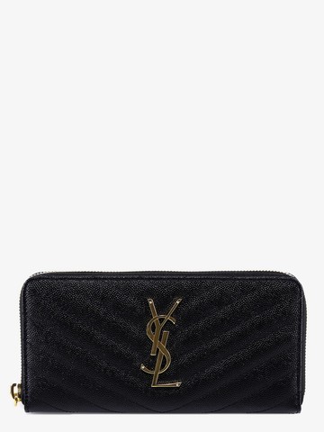 Matelassé leather wallet with metal monogram - SAINT LAURENT - gender_Woman