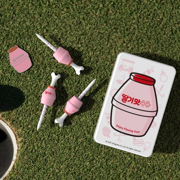 Binggrae 草莓牛奶 高爾夫球Tee 3入 + 球標組  1個  1set