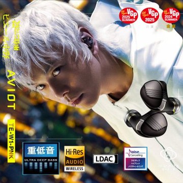 AVIOT TE-W1-PNK 主動降噪耳道式真無線藍牙耳機｜凜冽時雨合作監製款