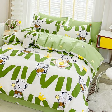 優樂悅~Kappa 100%全棉斜紋四件套純棉套件床上用品床單被套學生三件套