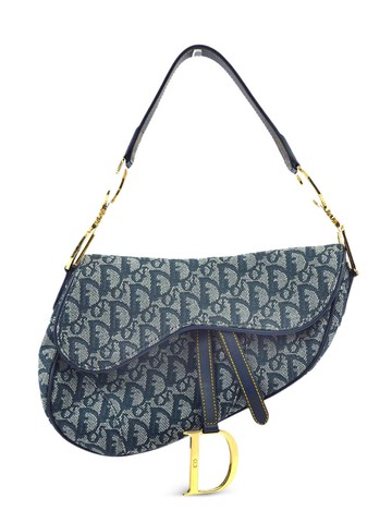 Christian Dior Pre-Owned - 2000 Trotter Saddle shoulder bag - women - Leather/Canvas - One Size - Blue