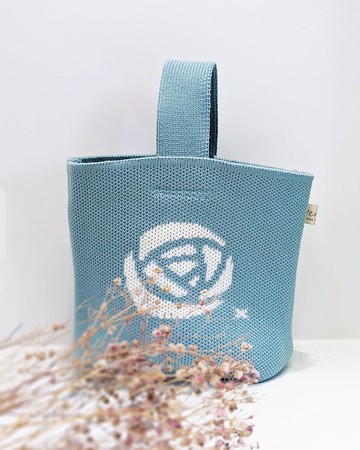 Venus手提袋-藍綠-針織包-便當袋-飲料袋-早餐袋-環保袋-交換禮物