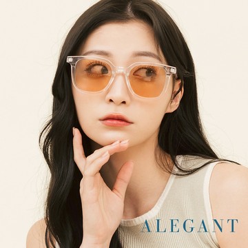 ALEGANT - 霜白棕韓版個性潮流方框墨鏡│UV400太陽眼鏡