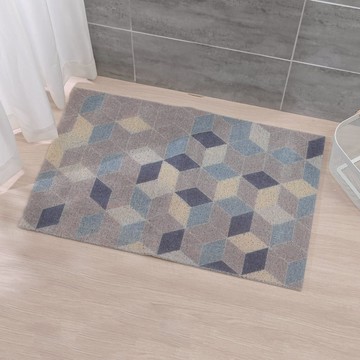 可剪裁絲圈刮泥地墊-立體彩格50*80cm