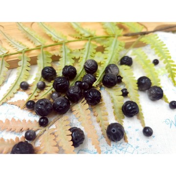 黑曜石九尾狐狸圓珠 水晶文玩木頭串珠配件dd25