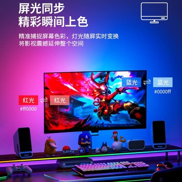 免運 電腦氛圍燈 氛圍燈 裝飾燈 房間氛圍燈 RGB電腦氛圍燈帶電競房間裝飾桌面顯示器背燈隨屏變色同步追光燈 八折下殺 特價出 可開發票
