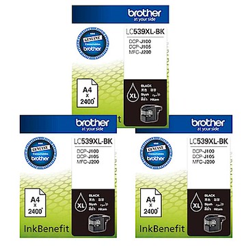 Brother LC539XL-BK 原廠超高容量黑色墨水匣組合(3顆入)