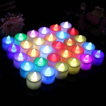 L-one 聖誕節裝飾品 LED發光蠟燭燈 許願燈 七彩慢閃LED燈 浪漫 聖誕彩燈 帶電池 聖誕樹 情人節 求婚 結婚