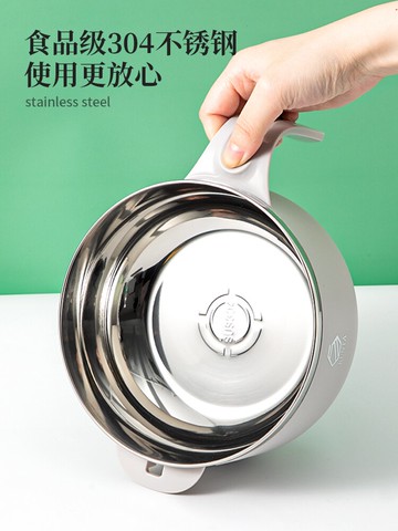 墨色 304不銹鋼泡面碗帶蓋學生宿舍用方便面碗大容量超大帶把手碗