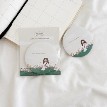JIN CHA GOD-隨身鏡 春天系列耶穌插畫隨身鏡/受洗禮物/幸福小組