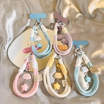 新品9折⚡ins無語雲朵 星星手機掛繩 腕帶 短款相機掛鏈掛件鑰匙扣 通用手繩 手機掛繩 甜美學院風格 交換禮 伴手禮