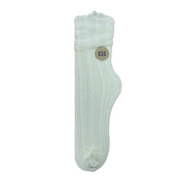 SCHÖN麻花紋鏤空堆堆襪-米白 柔軟舒適棉質 日系清新風格 透氣舒適不悶熱  1雙