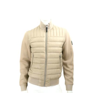 Mackage COLLIN-R 品牌皮標 卡其色立領拼接 羽絨飛行外套(男款)