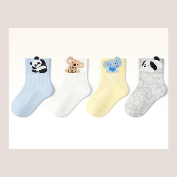 love, charlotte - 寶貝動物大集合網眼短筒棉襪-4 雙一組