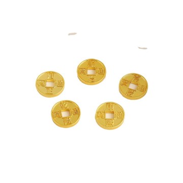 宏雲Hongyun-hzx（10個）-保色古法金diy配件磨砂轉運五帝銅錢招財進寶手工串珠編織紅繩