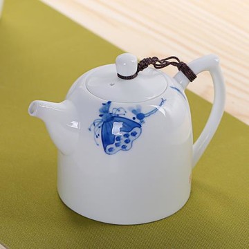 舊望格手繪蓮蓬陶瓷茶壺白瓷大號泡茶器功夫茶具家用辦公單品茶壺