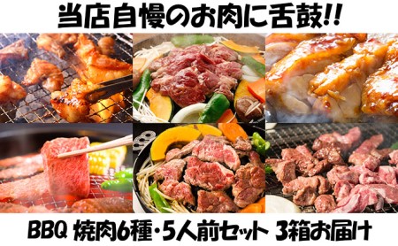 エンジョイ！BBQセット　～焼肉6種　5人前コース～　3箱セット