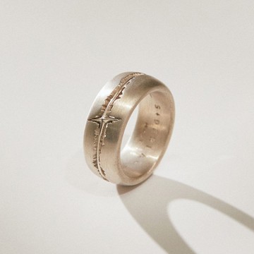 裂縫鑲嵌十字星磨砂工藝寬戒指silver925