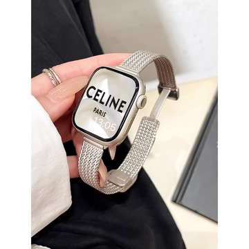 《隔日到貨》適用 APPLE WATCH 麥穗紋錶帶 磁吸錶帶 S9 SE S11 S10 46mm 42mm 女士錶帶