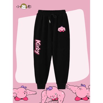 健身肌肉星之卡比游戲周邊小腳褲衛褲子男女兒童裝學生款休閑長褲