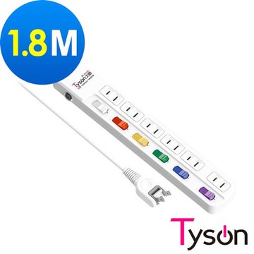 Tyson太順電業 TS-266AS 2孔6切6座延長線(轉向插頭)-1.8米