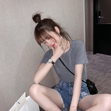 新款夏季上衣女潮ins小眾設計感亮閃閃短袖T恤韓版寬松百搭薄