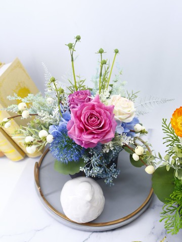 紫玫瑰璀璨香氛紙袋花禮/擬真花/居家/花禮/佈置/美化/永不凋零