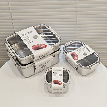 可微波爐加熱帶飯便當盒 304不鏽鋼盒飯盒冰箱冷藏密封收納盒