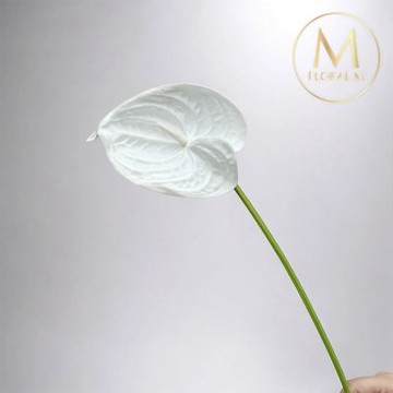 【Floral M】黛安娜心型火鶴優雅白仿真花花材2入組(人造花/仿真花/假花/花藝DIY/裝飾花材)