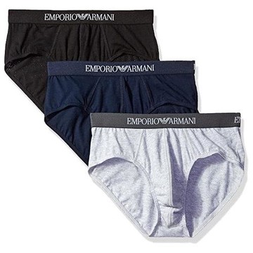 EMPORIO ARMANI 2021時尚彈力棉黑藍灰色三角內著混搭3件組