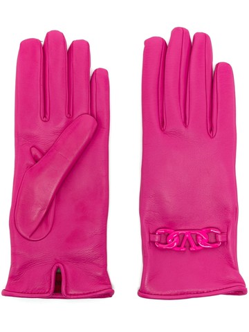 Valentino Garavani - VLogo chain-embellished gloves - women - Lambskin - 7 - Pink