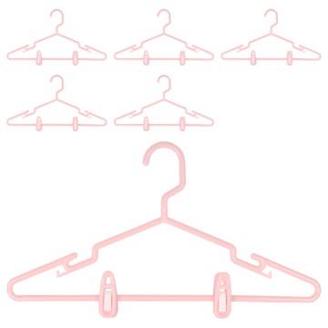 掛頭可旋轉粉彩附夾 台灣製 PP塑膠衣架  甜美粉  1組