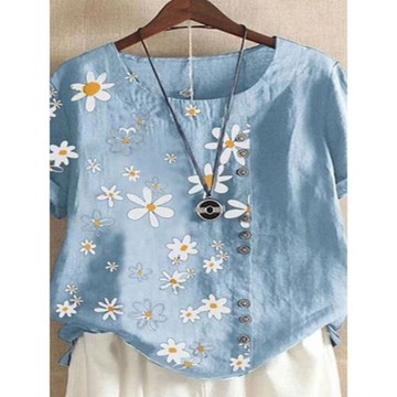 夏季胖妹妹大碼棉麻t恤休閑上衣女胖mm寬松減齡顯瘦遮肚亞麻小衫