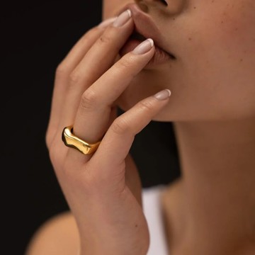 法國 AEC Paris GARANCE 方型波紋寬版造型戒 - 美規US#6