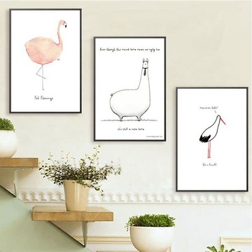 趣味動物　動物系列　裝飾掛畫　台灣製造 - C款－白框-70*90cm