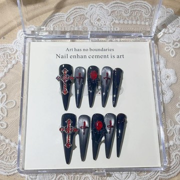 🎀台灣出貨🎀 『血漿蜘蛛』辣妹貓眼高階金屬歐美哥特朋克純手工顯白美甲A253