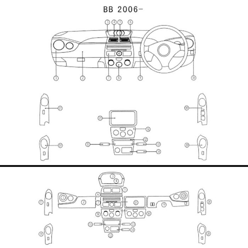 車 アクセサリー インテリアパネル bB・QNC20系 3D 20P 黒ウッド調 新品・専用設計インパネ トヨタ TOYOTA toyota カー用品  | LINEショッピング