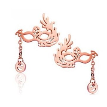 現貨+預購 玫瑰金耳環 耳飾-舞會面具時尚母親節生日情人節禮物女飾品71at13【獨家進口】【米蘭精品】